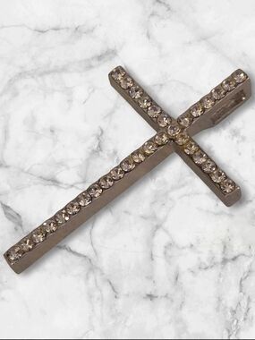 Silver-toned Pave Cross Pendant